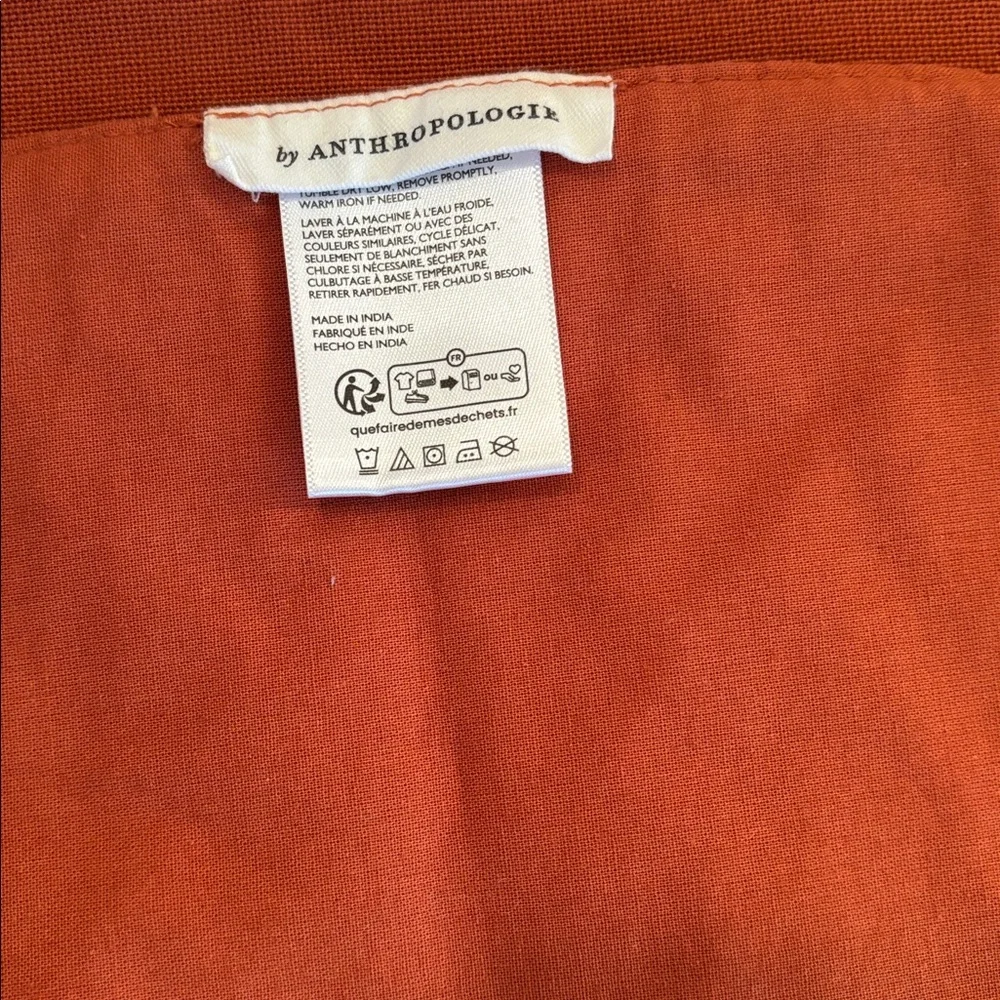 Anthropologie Orange Scalloped Table Linens with Cream Trim